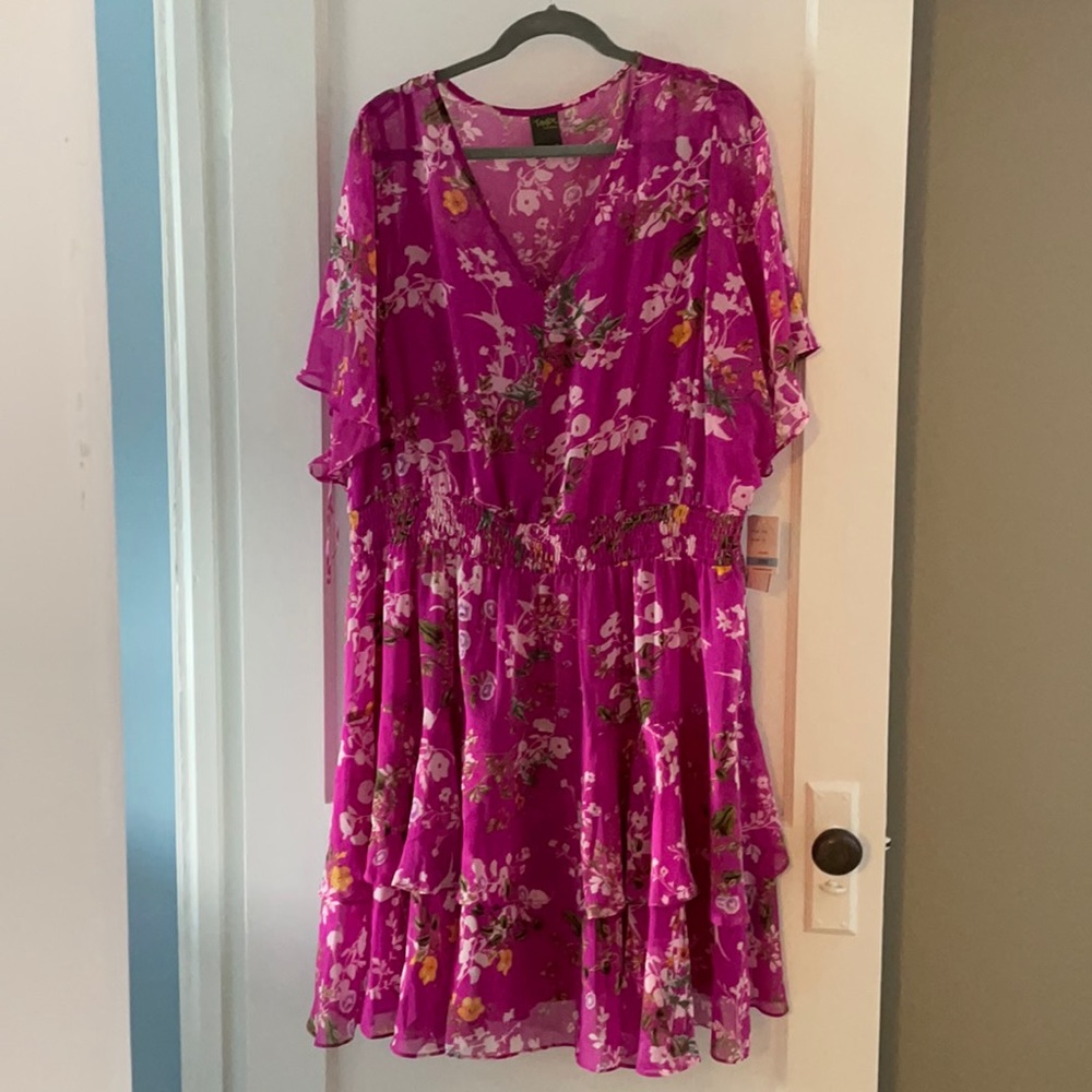 Taylor Woman Pink Flowy Sleeve Dress NWT